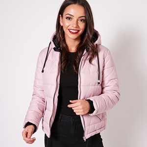 Blouson universitaire d'hiver pour femme modèle KIJQJW4, col montant, matelassage épais, motif coton, capuche en fourrure, doublure en nylon, logo personnalisé - Product Image 1