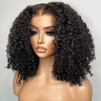 Perruque Courte Bob Bouclée Birmane 13x4 avec Dentelle Frontale, Ondulations Profondes, Invisible HD, Cheveux Humains pour Femmes Noires