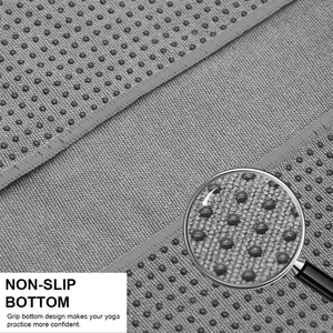 منشفة رياضية من الألياف الدقيقة ماصة للعرق وغير زلقة بلون رمادي داكن للبيع بالجملة، منشفة مخصصة لحصيرة اليوغا الساخنة مع نقاط تثبيت - Product Image 3