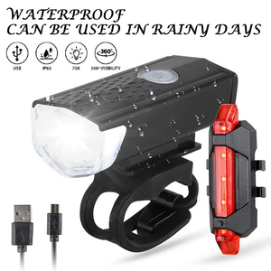 Ensemble de lumières de vélo, phare avant avec feu arrière, lumière rechargeable par USB, facile à installer, 3 modes, accessoires de phare - Product Image 5