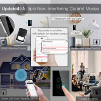 Interrupteur intelligent mural tactile WiFi+RF Tuya APP, compatible avec les assistants vocaux Alexa, 4 gang, noir