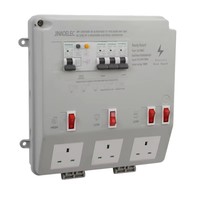 Caja de Conexión JA-RB03, Caja de ABS Impermeable IP54 para Montaje en Pared, Precableada con 3 Tomas de Corriente UK BS de 230V 16A