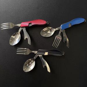 Ensemble de couverts pliants en acier inoxydable, cuillère, fourchette, couteau portables, kit d'ustensiles de camping, forme irrégulière, outils de survie XR78966 - Product Image 3