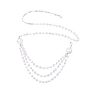 Cadena de Perlas para la Cintura, Cadena Corporal de Tres Capas, Perlas de Imitación, Dorado y Blanco, Accesorio de Moda para Fiestas - Product Image 5