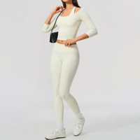 Ensembles de yoga YIYI pour femmes : hauts à manches courtes et épaules tombantes, et leggings amincissants (3 modèles)