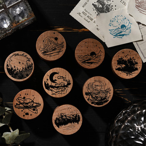 Set di 8 Timbri in Legno Vintage a Tema Cielo Stellato e Fiori, <span class=keywords><strong>2</strong></span> Stili, per Scrapbooking Fai-da-Te, Decorazione di Diari e Artigianato - Product Image 3