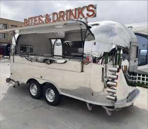 Remorque de bar mobile jour et nuit avec comptoir en acier inoxydable pour le service du café de jour et le bar à cocktails de nuit - Product Image 6