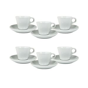 ENSEMBLE DE 6 TASSES À CAFÉ ET SOUCIETTES 90ML EN PORCELANE BLANCHE - Product Image 1