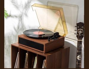 Tocadiscos de Vinilo Retro Vintage de Madera con Tira LED, Reproductor de LP con Iluminación Ambiental BT - Product Image 5