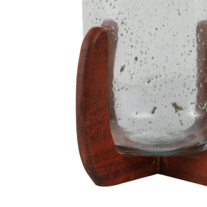 Portavelas de cristal con base de madera, candelabro decorativo para centros de mesa, decoración del hogar - Product Image 5