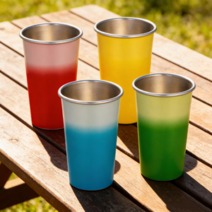 Lot de 4 tasses rouges en acier inoxydable de 16 oz, effet cuivre martelé, avec couvercles et pailles, pour boissons froides, bière, vin, bars, fêtes, tasses à changement de couleur - Product Image 1