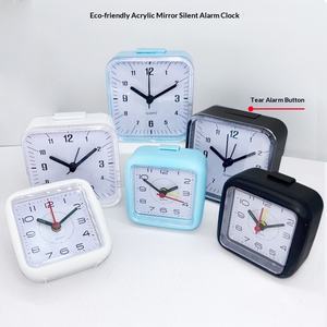 <span class=keywords><strong>Réveil</strong></span> analogique à affichage par aiguille, mouvement silencieux, veilleuse, miroir, fonction snooze, horloge à quartz pour enfants - Product Image 1