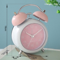 Vente en gros d'horloges de bureau silencieuses circulaires personnalisables de 4 pouces, fonction snooze, mouvement à quartz, fonctionnant sur piles