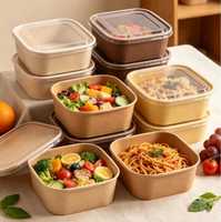 Bols en papier kraft biodégradable de qualité alimentaire, imprimés sur mesure, jetables, écologiques, à double paroi, résistants à la graisse, pour usage commercial