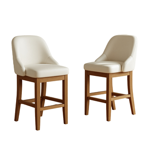 Chaise de comptoir moderne rembourrée crème avec accoudoirs, tabouret de bar à structure en bois massif pour cuisine, hôtel, restaurant, vente en gros, exportation - Product Image 1