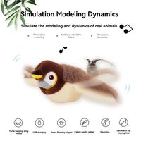 Jouet pour chat interactif et auto-amusant : oiseau électrique rechargeable à capteur tactile, qui chante et bat des ailes, en peluche