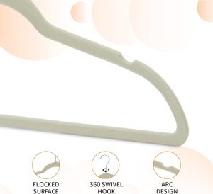 Space Saving Clothes Hangers with Metal Hooks Flocked Felt Hangers for Coat Suit Dress Non Slip Velvet Hangers Pack - Product Image 2