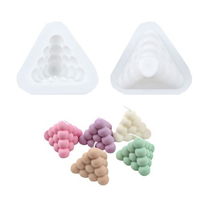 Moule à bougie en silicone à trou unique pour la décoration de la maison, 1/2/3 pièces, cube circulaire aromatique, pyramide, moule à cire d'injection - Product Image 6