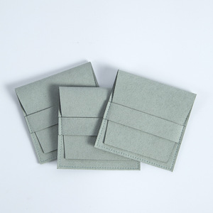 Bolsa de Joyería de Microfibra de Terciopelo, Rectangular, con Ribete Verde Claro, 8x8cm, Embalaje para Pulseras, Embalaje para Puntos de Venta - Product Image 2