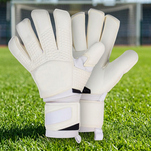 Gants de gardien de but de qualité professionnelle pour hommes et jeunes joueurs, cuir blanc, adhérence supérieure, protection des doigts, résistant à la transpiration - Product Image 3