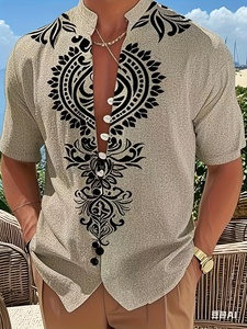 Áo sơ mi nam phong cách dân tộc thiết kế nút độc đáo cổ áo phong cách đa dạng cho mùa hè - Product Image 3