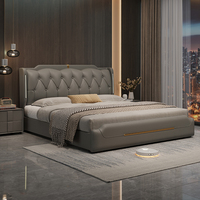 Lit ottoman moderne et populaire, avec cadre en plastique durable, revêtement en cuir, taille king size, avec garantie de 3 à 5 ans