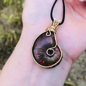 Fil fait à la main enveloppé de cristal spirituel naturel pierre de guérison bijoux fins ammonite fossile <span class=keywords><strong>pendentif</strong></span> - Product Image 2