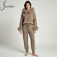 Ensemble Décontracté Tricoté 2 Pièces pour Femme Automne Hiver, Long Gilet Cardigan, Débardeur et Pantalon Ample, Tenue Pull Tricoté Femme