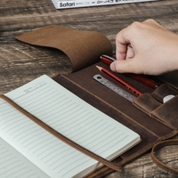 Personnalisable A5 Rétro Bureau Accessoire Doux Crazy Horse Bandage Rouleau Style En Cuir Véritable Cahier Journal