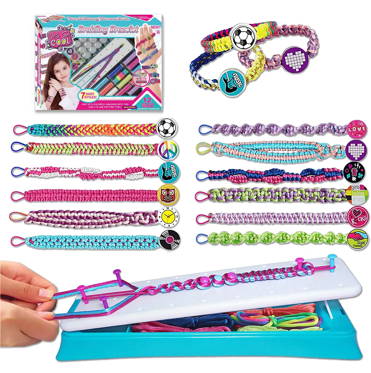 Kit para fazer pulseira de meninas, kits de artesanato diy para crianças de 3-10 anos, fabricante de joias, brinquedos, meninas, presente de natal e aniversário favorito