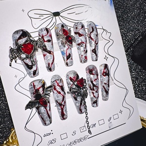 2025 Thiết Kế Mới Sang Trọng Chất Lượng Cao Gia Vị Cô Gái Móng Tay Nghệ Thuật Kim Cương Y2K Kim Loại Handmade Rhinestone Mặc Đầy Đủ Bìa Móng Tay Giả - Product Image 5