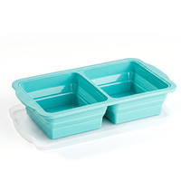 Bac à glaçons en silicone pliable et épaissi avec échelle graduée, hermétique, pour la préparation des repas, le contrôle des portions, le congélateur et la conservation des aliments pour bébés