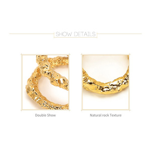 Anelli Personalizzati in Metallo Stile Roccia Naturale, Design Traforato, Placcati in Oro 18K, Gioielli in Rame per Donne e Signore - Product Image 6