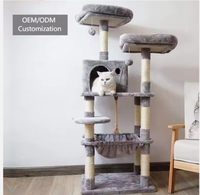 Aimigou Arbre à chat moderne et durable en bois massif, griffoir 4 niveaux, grande taille, design de luxe, 14,4 kg, 143 cm pour chats