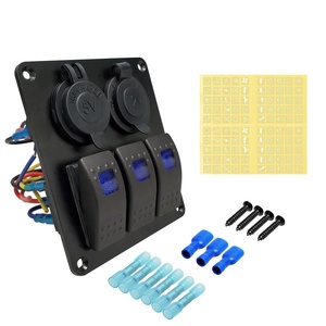 Amomd RV CE 12V DC Sistemas eléctricos de automóviles <span class=keywords><strong>Interruptor</strong></span> basculante de 3 bandas con enchufe <span class=keywords><strong>USB</strong></span> dual Panel de combinación de enchufe de encendedor de cigarros de coche - Product Image 6