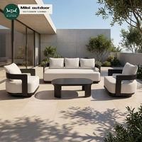 Canapé d'extérieur de luxe en alliage d'aluminium pour jardin, ensemble de canapés de jardin modernes et imperméables, mobilier de patio en métal pour villa