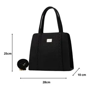 Sac à main en cuir PU pour femme Fana Jupiter, noir, imprimé animal, style classique, deux chaînes, fermeture ouverte, usage quotidien - Product Image 4