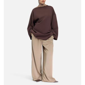 Customize Logo Cotton Modest Shirt <strong>Abaya</strong> Oversized T-Shirt Casual Women Islam Autumn Loose Fit Tops - Product Image 1