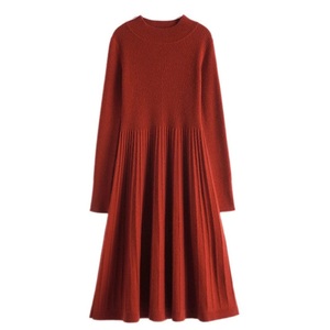 Dames Echt 100% Puur Kasjmier Jurk Geplooide Rok Slim Fit Maxi Rib Breien Aangepaste Jurk Voor Vrouwen - Product Image 6