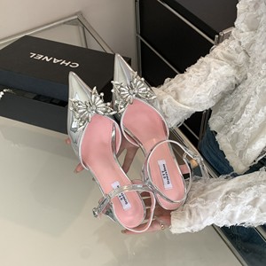 Zapatos de Tacón Alto con Pedrería, Primavera 2024, Nuevos, con Correa en el Tobillo, Punta Abierta, Antideslizantes, Disponibles en Tallas 35-40 para Verano - Product Image 5