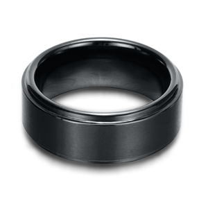 Men's Black <b>Brushed</b> Tungsten Steel Ring 8Mm Minimalist Fashion Geometric Design Gift Jewelry Accessory - Product Image 5