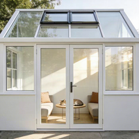 Véranda de jardin d'hiver 6063 T6 en aluminium, moderne, écologique, préfabriquée, serre en verre inclinée, 4 saisons