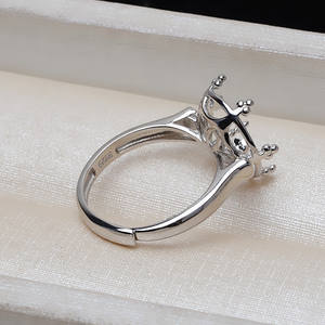 Anneau en argent S925 fait main, style euro-américain, cache-perles pour femmes coréennes, perles lâches de 11-12 mm - Product Image 4