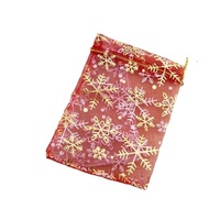 Sacs en organza personnalisés avec impression flocon de neige doré, sacs fourre-tout pour bonbons, sacs d'épicerie, grands sacs cadeaux de Noël et de mariage en organza