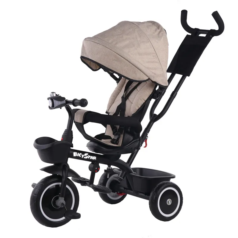 Nuevo modelo de moda Triciclo de bebé 4 en 1 Regalo para niños con ruedas EVA Triciclo de coche para niños Venta al por mayor Triciclo de pedal barato