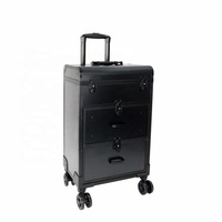 Mallette de train de maquillage à roulettes mallette de cosmétologie professionnelle sur roues en aluminium chariot cosmétique chariot de voyage coffre pour styliste