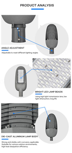 โคมไฟถนน LED 50W 100W 150W โคมไฟสีเทาตัวเรือนอลูมิเนียม IP65สวนถนนแหล่งจ่ายไฟ AC 6500K มุมลำแสง120 - Product Image 4