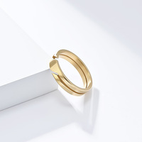 Bague ouverte minimaliste en or pour femmes et hommes, double bande géométrique en acier inoxydable, bijoux personnalisés