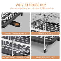 Support de rangement pour ustensiles de cuisine extensible et pliable avec plateau d'évacuation d'eau pour l'organisation de la vaisselle et du bol