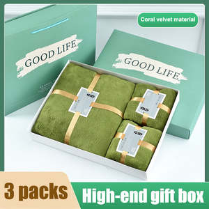 En Gros Serviette de Bain d'Hôtel Haut de Gamme Personnalisée, Coffret Cadeau 3 en 1, Polaire Corail Velours Doux, Absorbant, Comprend Serviette de Visage et de Bain - Product Image 3